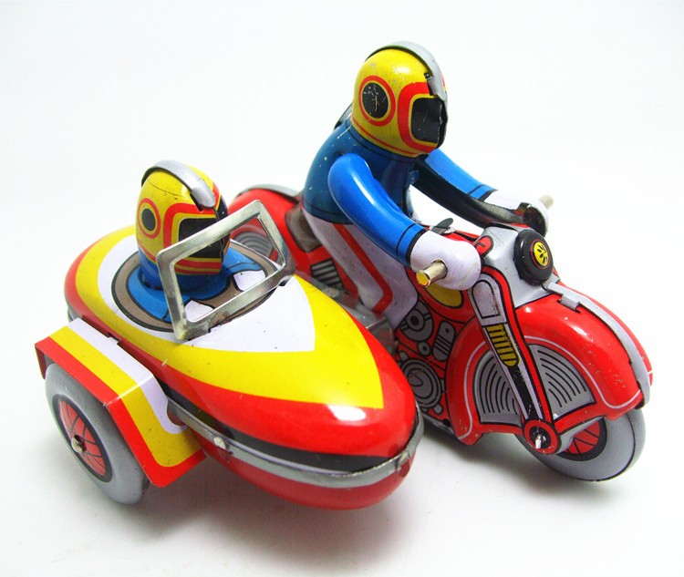 [재밌는] 클래식 컬렉션 복고풍 시계 바람 금속 걷기 틴 오토바이 장난감 기계식 장난감 키즈 선물의 세 라운드